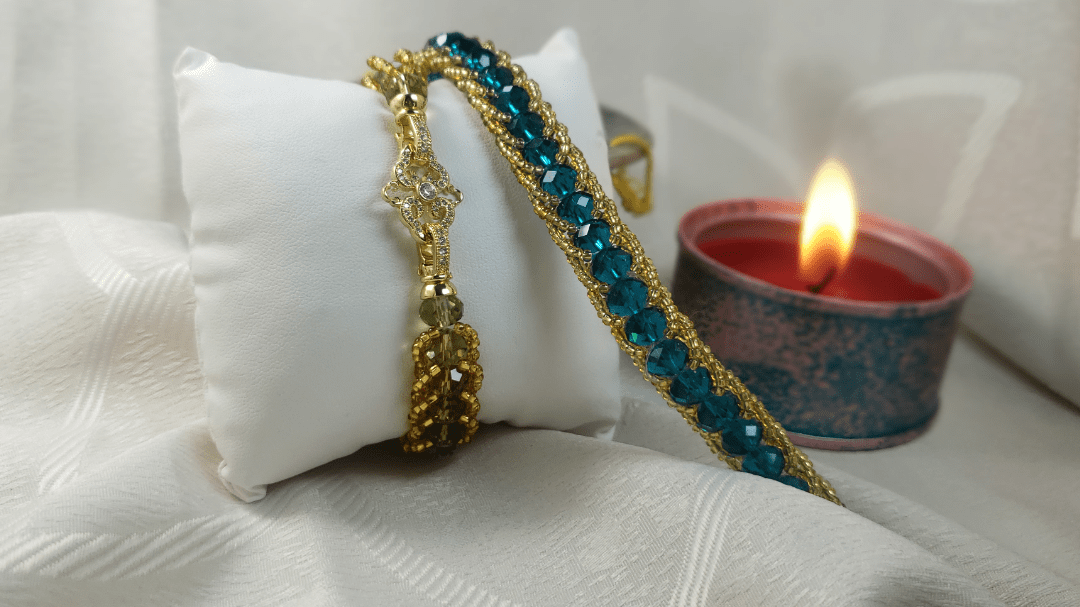 Brazalete, fácil de realizar un con murano y oro golfi